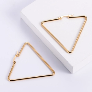Minimalist Triangle Hoop Earrings 18K Gold Plated Titanium Steel Geometric Fashion Jewelry For Women