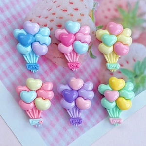 Breloques Ballons Cœur En Résine 3D Colorées Base Lettres Love Décoration De Coque De Téléphone Et Pinces À Cheveux DIY