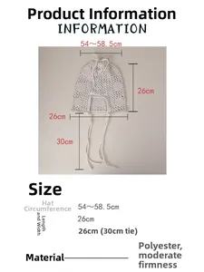 Infos sur la taille du bonnet au crochet blanc, dimensions 26cm et matière polyester
