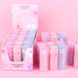 Cute Sakura Cherry Blossom Eraser Low Residue Rubber Translucent Jelly For Students Kids School Supplies Aesthetic Stationery