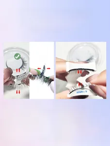 Makro-Detailansicht der Magnetwimpern mit Applikator-Tool und Schritt-für-Schritt-Anleitung