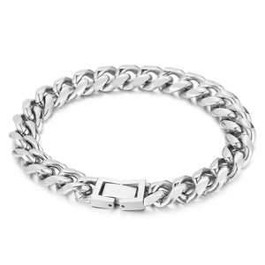 Men Cuban Chain Bracelet Stainless Steel Hip Hop Street Style Polished Metal Link Jewelry Accessory Unisex