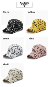 Options de couleur détaillées des casquettes graffiti en noir, jaune, blanc, rose et kaki