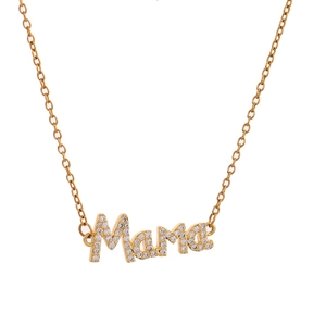 Elegant gold Mama letter necklace with crystal inlay for Mother's Day gift fashion