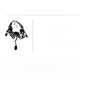 Detailed size and material chart for punk style layered black crystal flower necklace