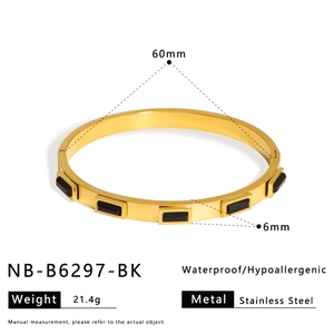 Spécifications de taille pour le bracelet en acier inoxydable 18K avec pierre noire