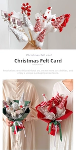 DIY Christmas felt insert cards for flower bouquets featuring Santa and snowflake designs
