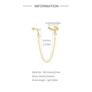 Detail of 925 sterling silver tassel earring with sparkling teardrop zirconia dimensions