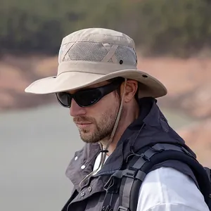 Chapeau Bob Extérieur Nylon Large Bord Protection UV Maille Respirante Chapeau De Soleil Pour Pêche Randonnée Hommes Réglable