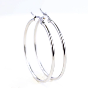 50mm minimalist silver hoop earrings for women in polished stainless steel for daily wear