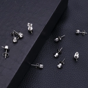 Stainless Steel Stud Earrings With Round Clear Cubic Zirconia Inlaid Classic Minimalist Jewelry For Men And Women