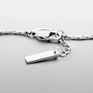 Bracelet chaîne câblée en acier titane argenté pour homme avec fermoir mousqueton et plaque