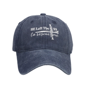 Modische gewaschene blaue Baseballkappe mit HE Left The 99 Kreuzdruck für Damen und Herren