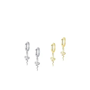Boucles d'oreilles créoles serpent en argent 925 en finitions argent et doré