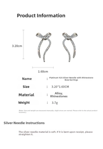 Bowknot stud earrings size dimensions showing 3.2cm height and 1.6cm width detail