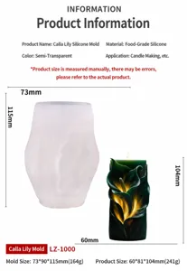 Calla lily relief silicone mold for luxury DIY candle making with detailed floral patterns