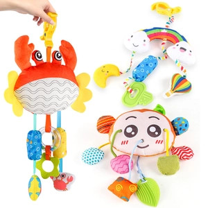 Jouets en peluche pour poussette avec crabe, singe et arc-en-ciel pour l'éveil de bébé