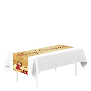 Chemin de table de Noël doré avec motif bonhomme de neige et texte Merry Christmas