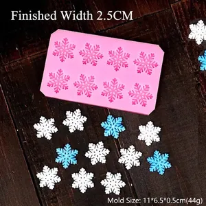 Pink silicone snowflake mold for Christmas fondant and chocolate DIY with 8 cavities