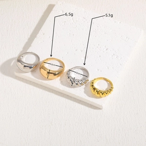 Minimalist 14K gold and silver plated dome and croissant rings set on white stone