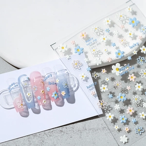 Adesivi Unghie Rilievo Motivo Margherita Decalcomanie Lettere Lucky Happy Autoadesivi Decorazione Manicure Per Donne