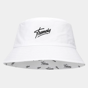 Bob blanc en coton avec broderie Trendy et imprimé logo intérieur pour protection solaire