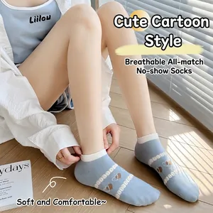 Fantasmini da donna in cotone celeste con motivi a cuore bianchi e design a righe