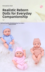 Detailed set of 20cm reborn dolls in striped and polka dot outfits on plush white fabric