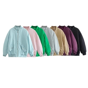 Classic bomber jackets in seven colors featuring a zipper closure and ribbed cuffs