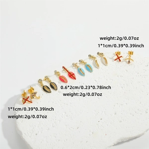 French vintage umbrella shell earrings set in multiple colors with enamel finish