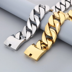 Polished 43mm Cuban link necklace in gold and silver finish for men and women