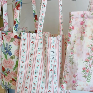 Assorted floral canvas tote bags collection in sweet pastoral styles and flower patterns