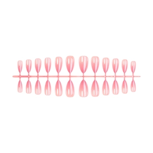 Pink gradient almond false nails set with 24 pieces on professional display strip