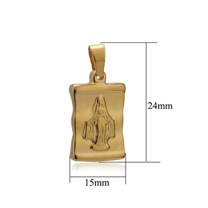 Detailed view of a gold vintage cross pendant with 24mm by 15mm size dimensions