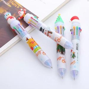 Penne a sfera natalizie a 10 colori con Babbo Natale e pupazzo di neve set da 4