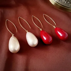 Waterdrop Artificial Pearl Earrings With 925 Sterling Silver Earring Post French Retro Vintage Style Copper Jewelry For Women