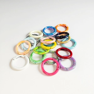 Colorful alloy spring rings for DIY jewelry, vibrant round metal snap hook assortment