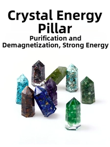 Macro shot of colorful resin crystal towers with natural stone chips for energy and healing