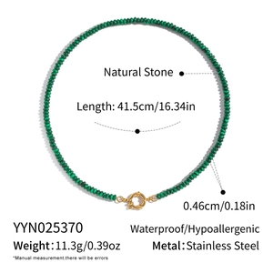 Detail of 41.5cm natural stone beaded necklace with stainless steel clasp and 0.46cm beads