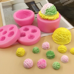 Ice Cream Scoop Silicone Mold Food Grade Textured Spherical DIY Baking Tools For Chocolate Mousse Plaster Candle Decorating