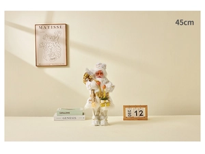 Detailansicht 45cm Weihnachtsmann Figur in Gold und Weiß für Weihnachtsdekoration