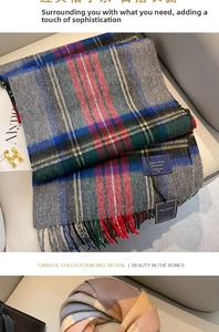 Détail de la texture 100 % pure laine avec motif à carreaux tartan rouge et gris