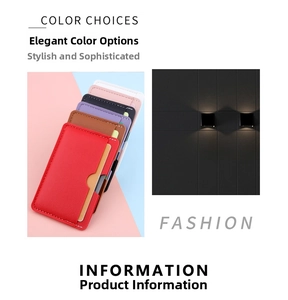 Slim multi-slot card holder collection in various colors with lychee pattern leather