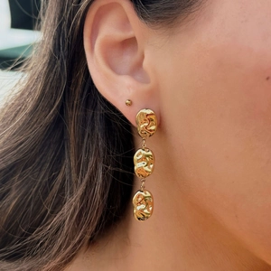 Stainless Steel Three Layer Irregular Hammered Texture Drop Earrings For Women Exaggerated Geometric Modern Jewelry