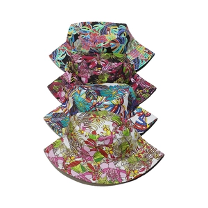 Chapeaux bob pour femme avec imprimé feuilles tropicales en quatre motifs pour la plage en été