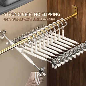 Strong stainless steel pants hangers with non-slip clips for space-saving closet storage