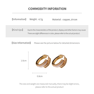 Detail view of 18K gold plated double layer zircon earrings with size and weight info