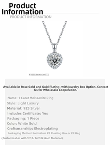 Dettaglio del ciondolo in moissanite a cuore da 1 carato in argento 925 lucido