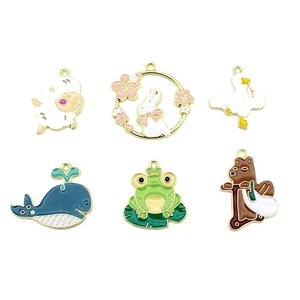 Cute DIY animal enamel pendants featuring lamb rabbit goose whale frog and bear charms
