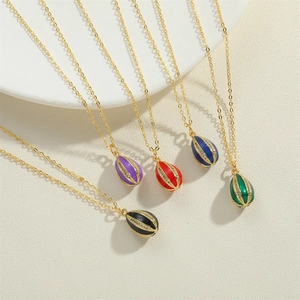 Colorful enamel drop pendants with sparkling crystals on elegant golden chains
